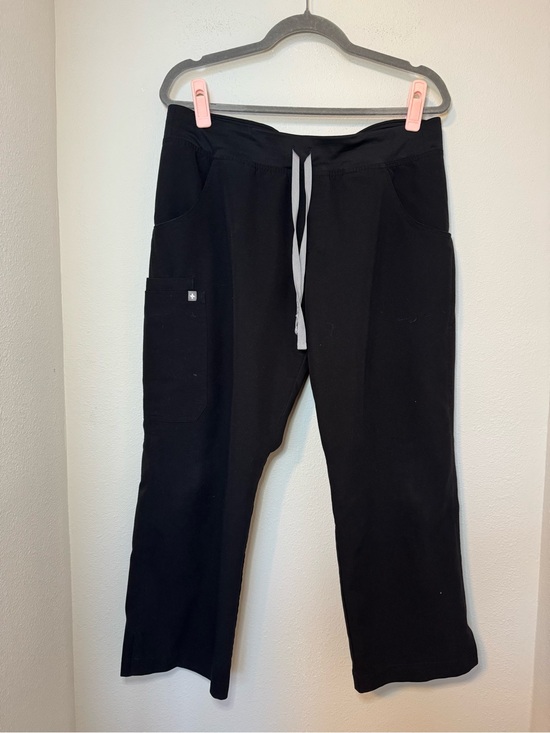 Figs Pants - Figs Black Kade Straight-Leg Scrub Pants with Gray Drawstring Petite